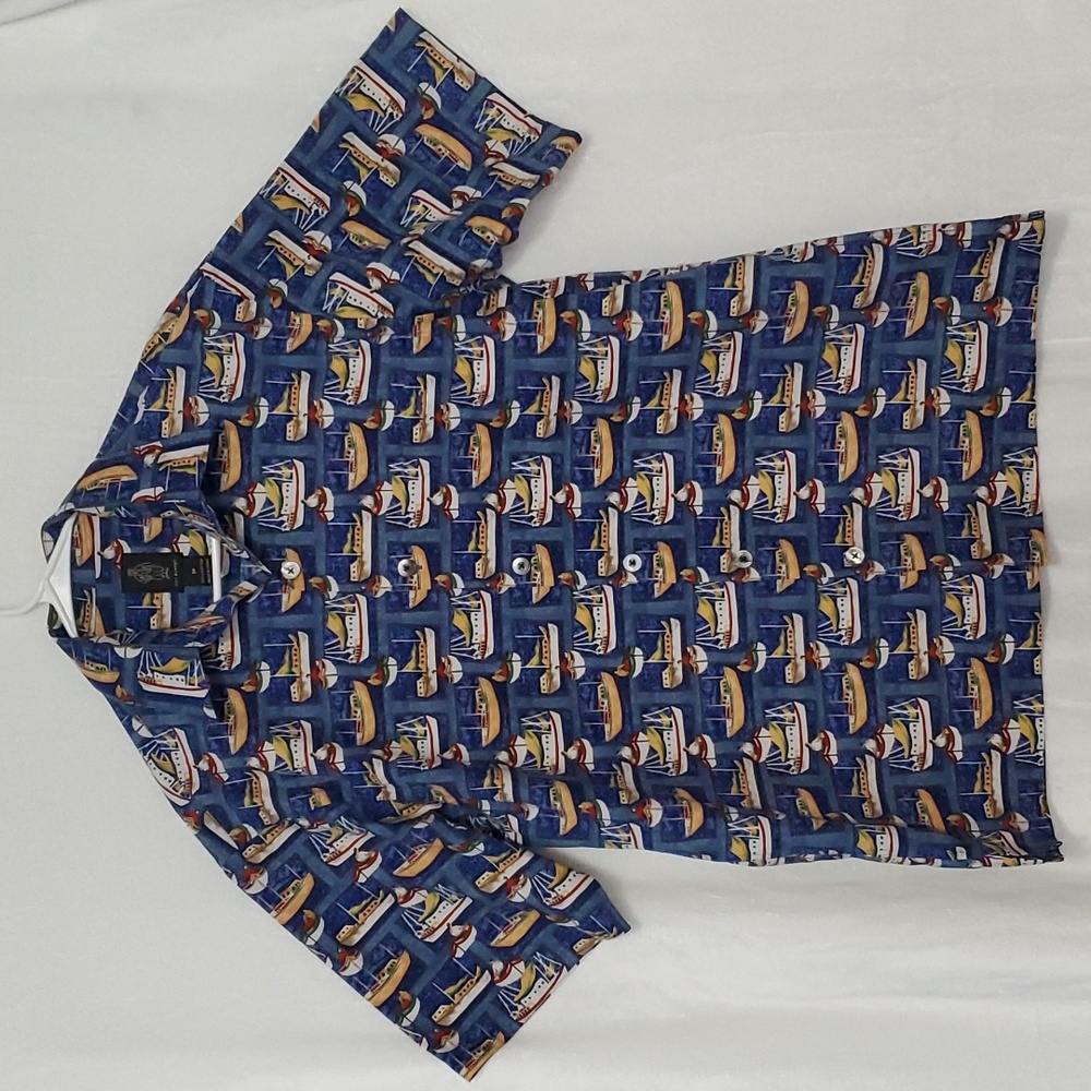 GUY BUFFET Sailboats Print Shirt Size M